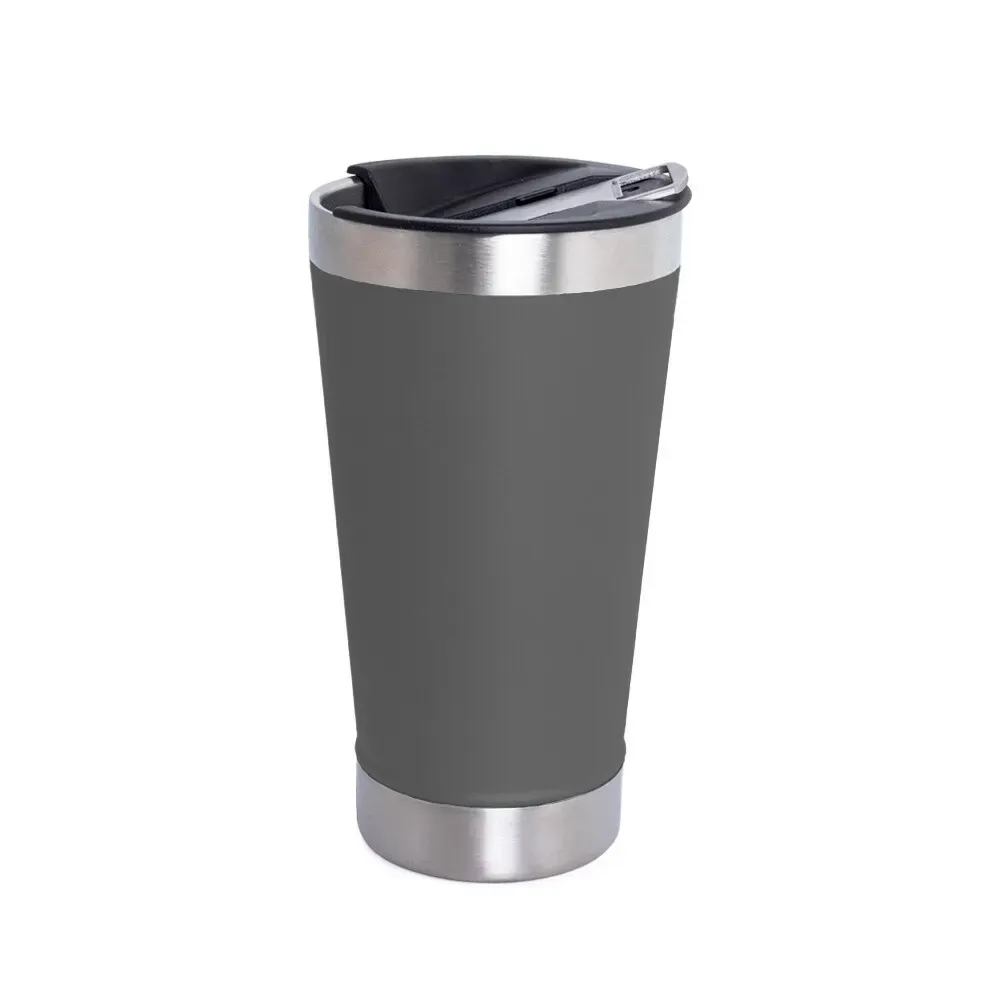 Copo Térmico Inox 500ml com Abridor cinza