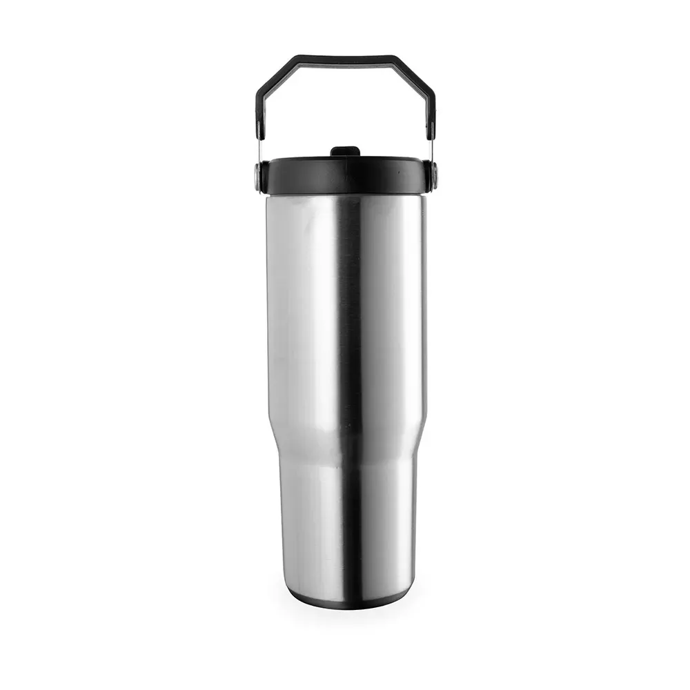 Copo térmico inox 800ml cor inox com alça e canudo personalizado