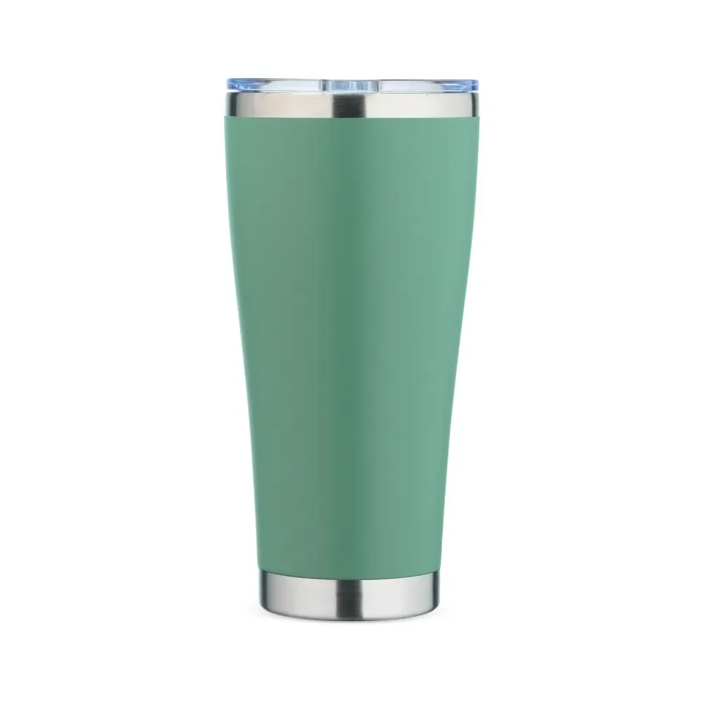 Copo térmico inox 800ml verde, tampa de pressão e anel emborrachado, personalizado