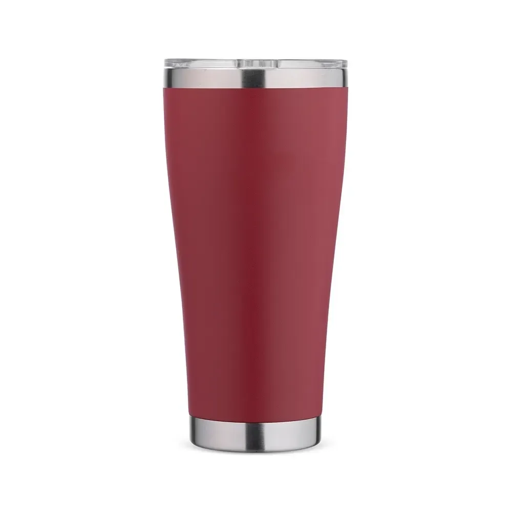 Copo térmico inox 800ml vermelho, tampa de pressão e anel emborrachado, personalizado