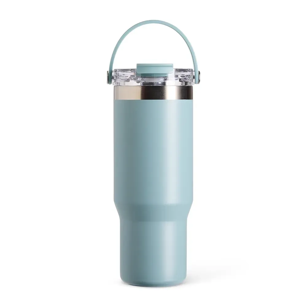 Copo Térmico Inox 900ml com Canudo Removível azul claro