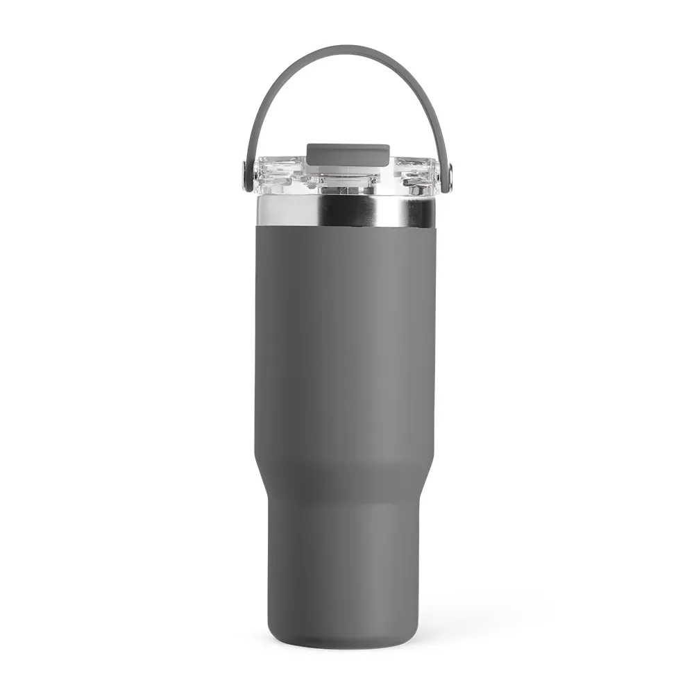 Copo Térmico Inox 900ml com Canudo Removível cinza