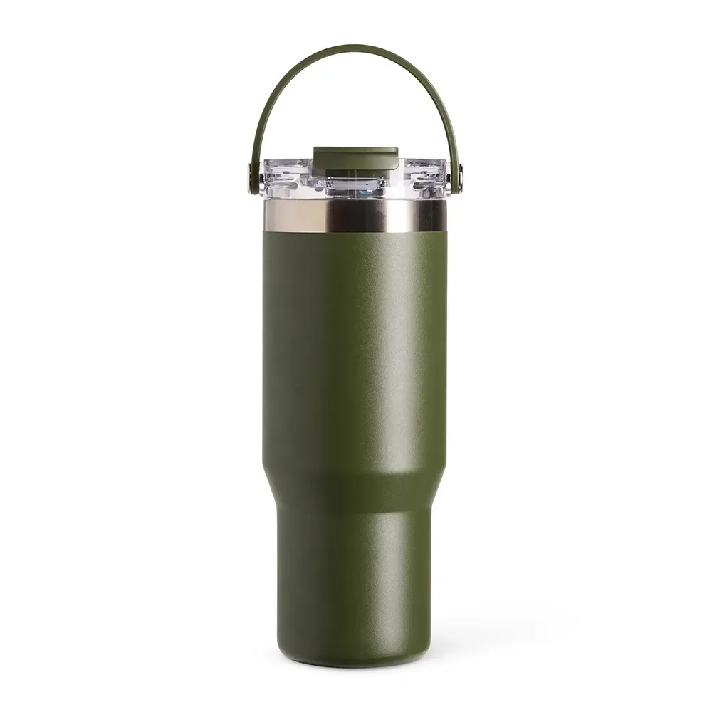 Copo Térmico Inox 900ml com Canudo Removível verde