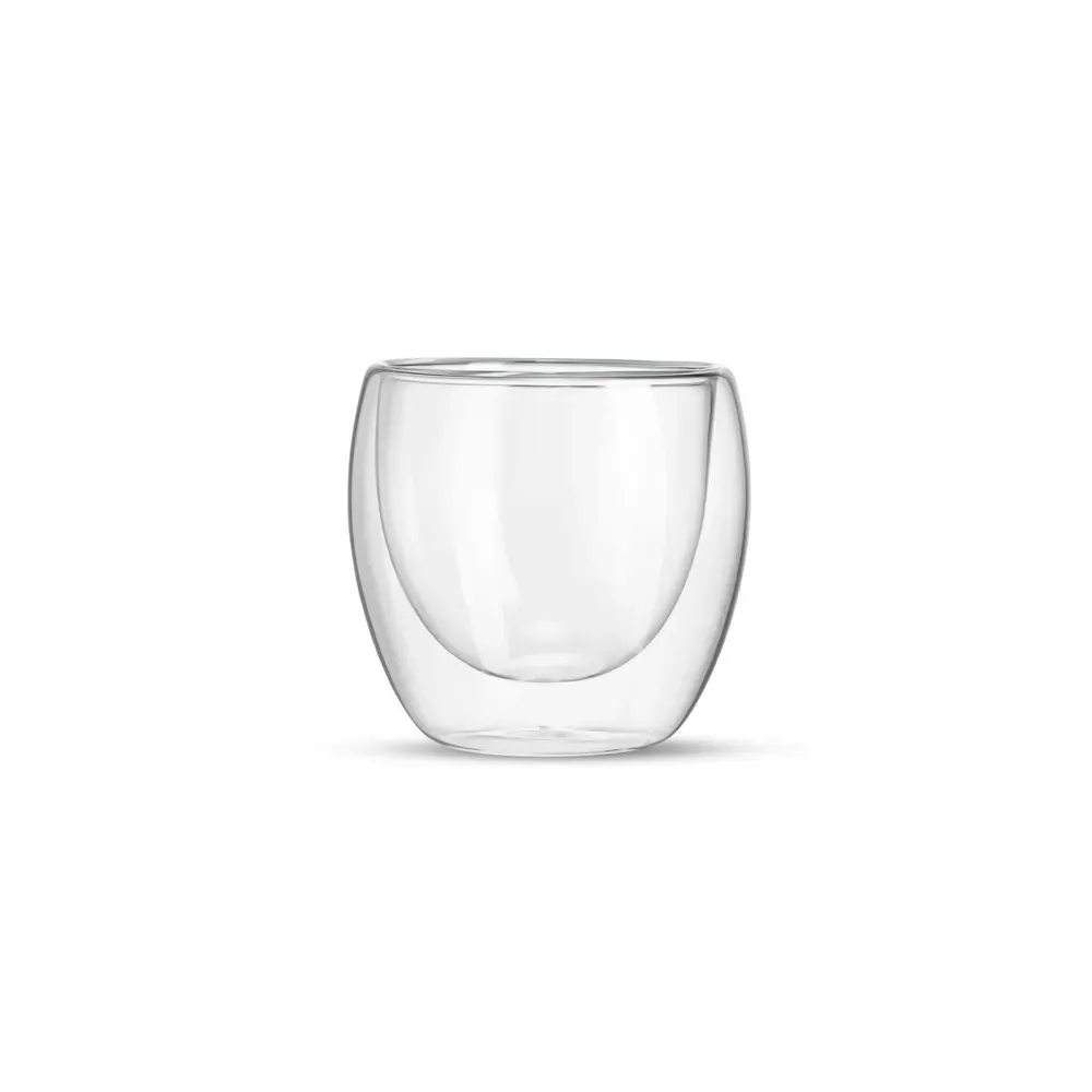 Copo de vidro borossilicato parede dupla 160ml transparente personalizado