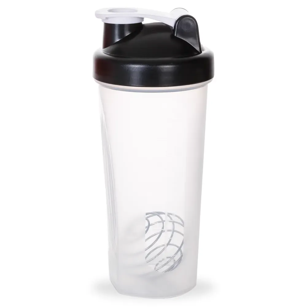 Coqueteleira plástica personalizada 600ml shake, cor preto