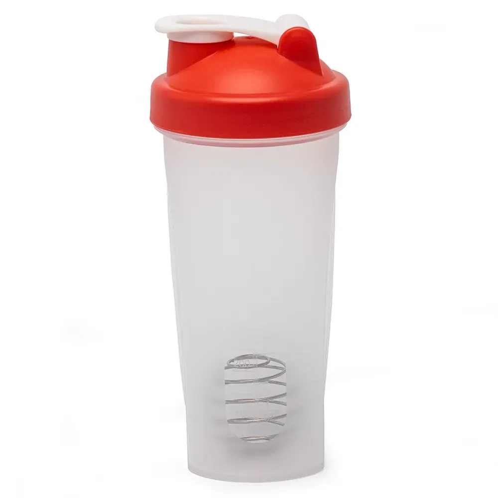 Coqueteleira plástica personalizada 600ml shake, cor vermelho