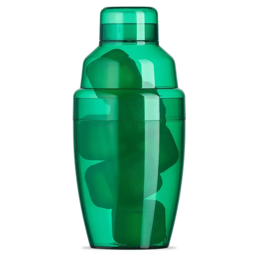 Coqueteleira plástica personalizada 230ml com gelo ecológico, cor verde