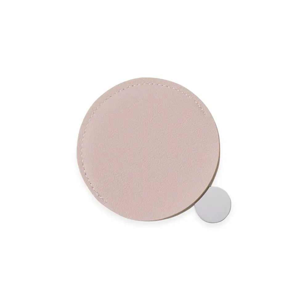 Espelho personalizado de aço inox quadrado com estojo, cor rosa