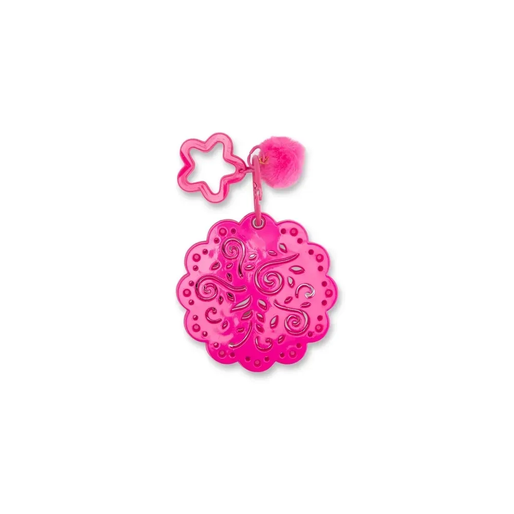 Espelho de bolso personalizado com mosquetão em plástico, cor rosa escuro