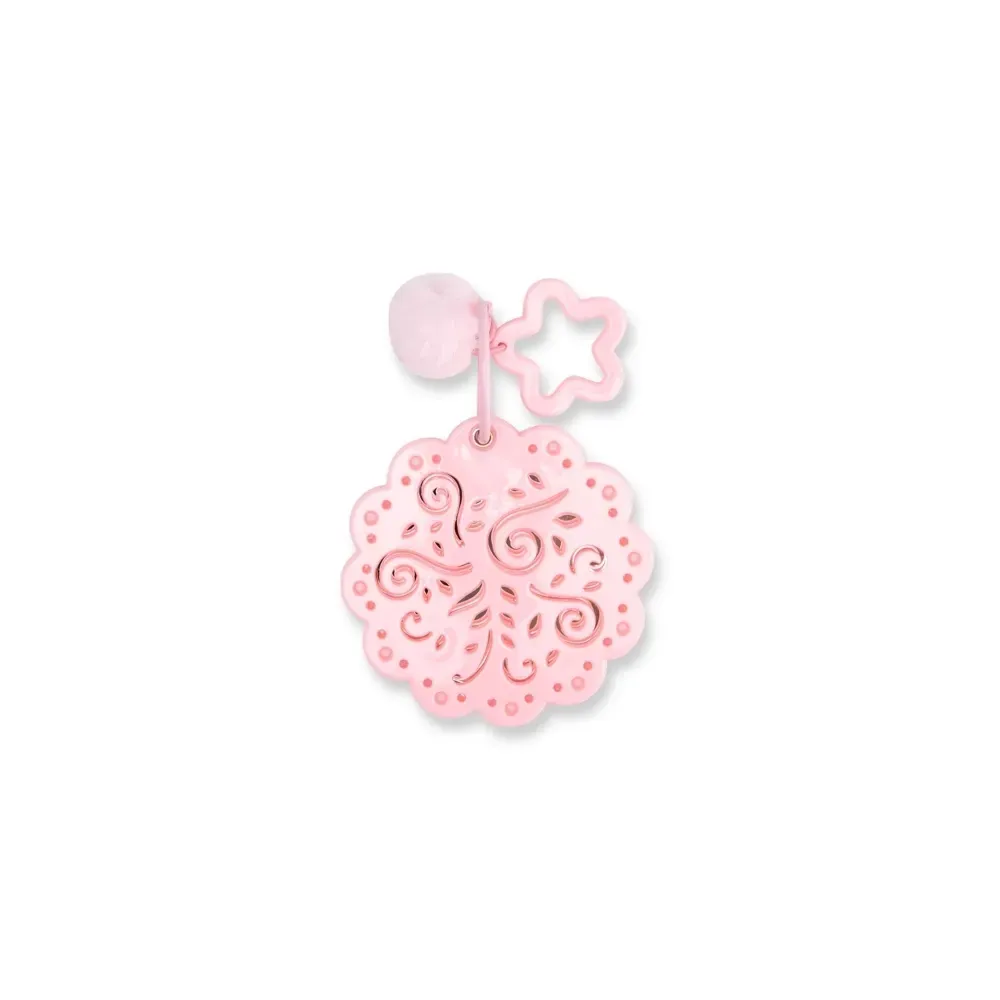 Espelho de bolso personalizado com mosquetão em plástico, cor rosa