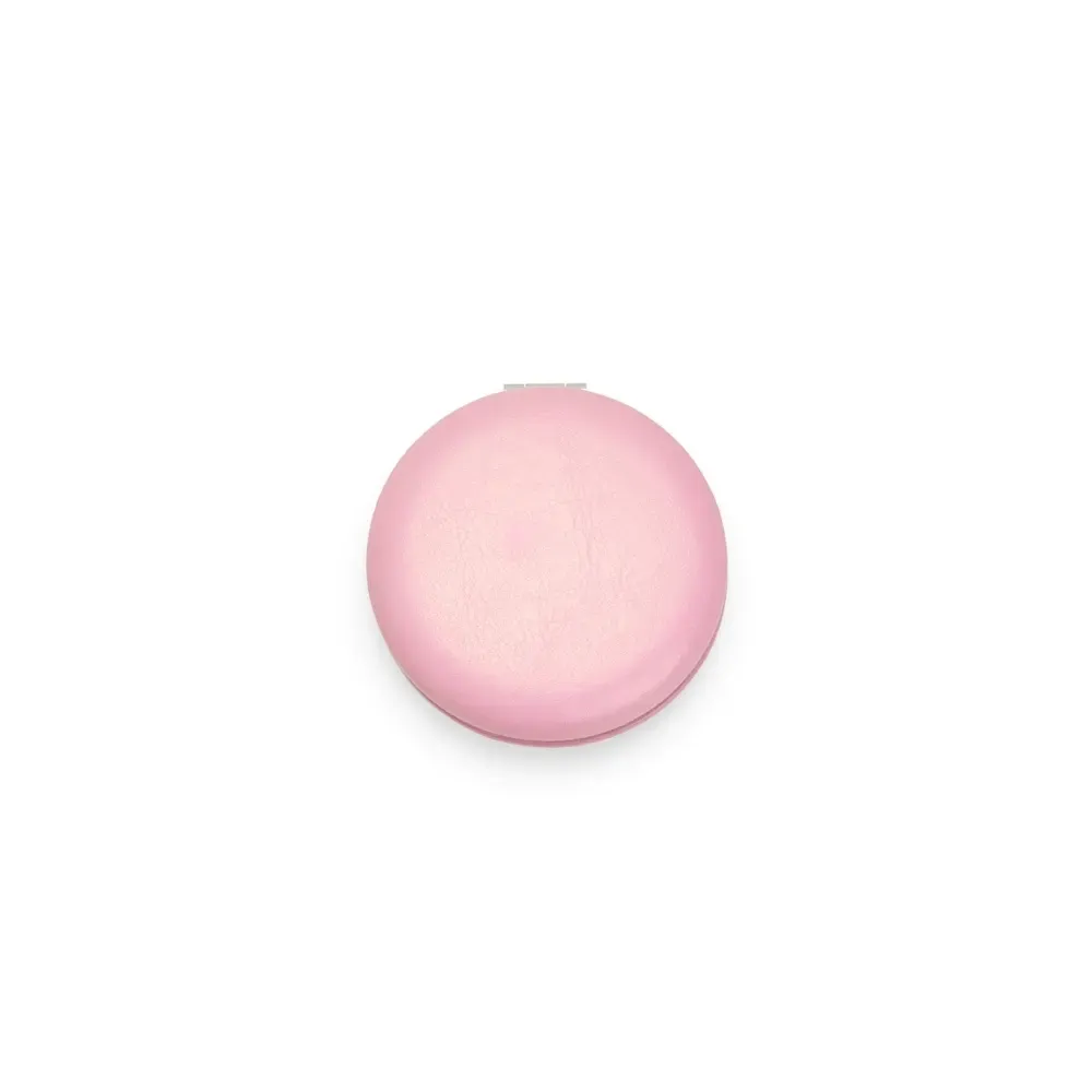 Espelho personalizado duplo em PU compacto, cor rosa
