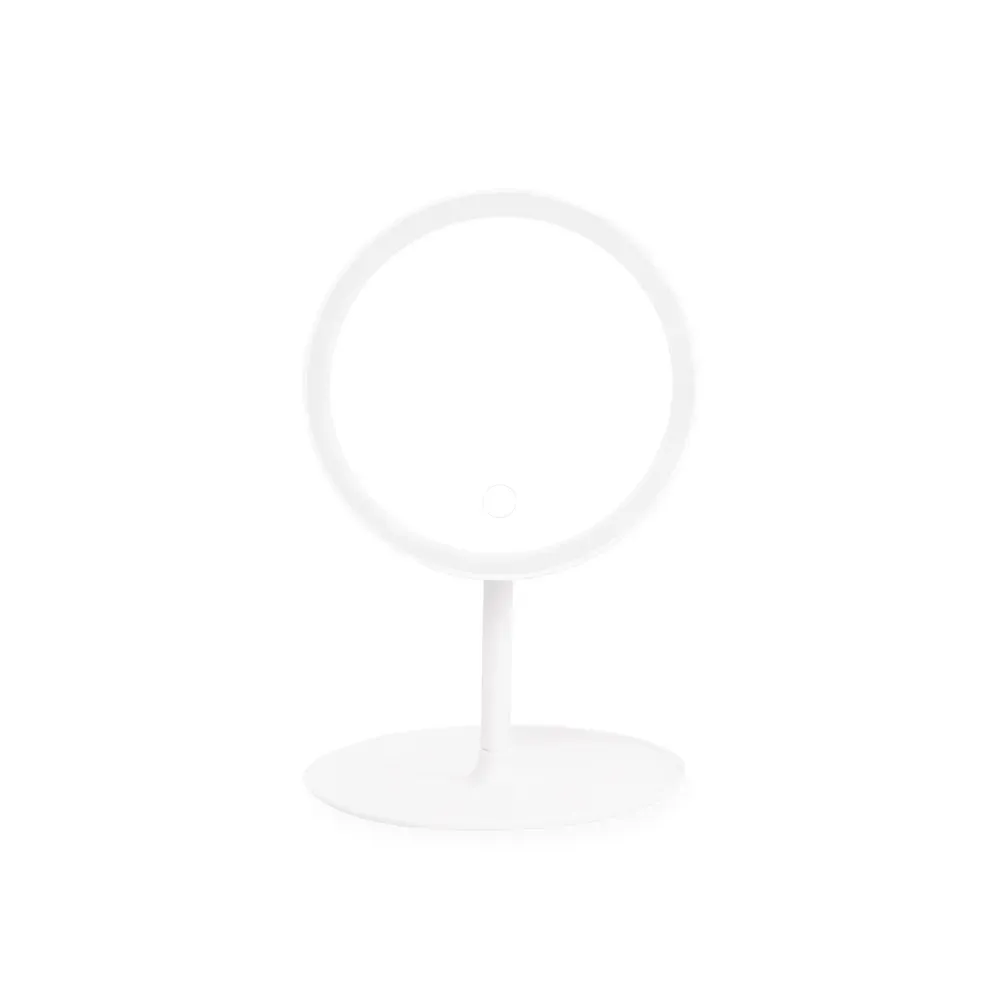 Espelho personalizado de mesa com LED, formato compacto, cor branco