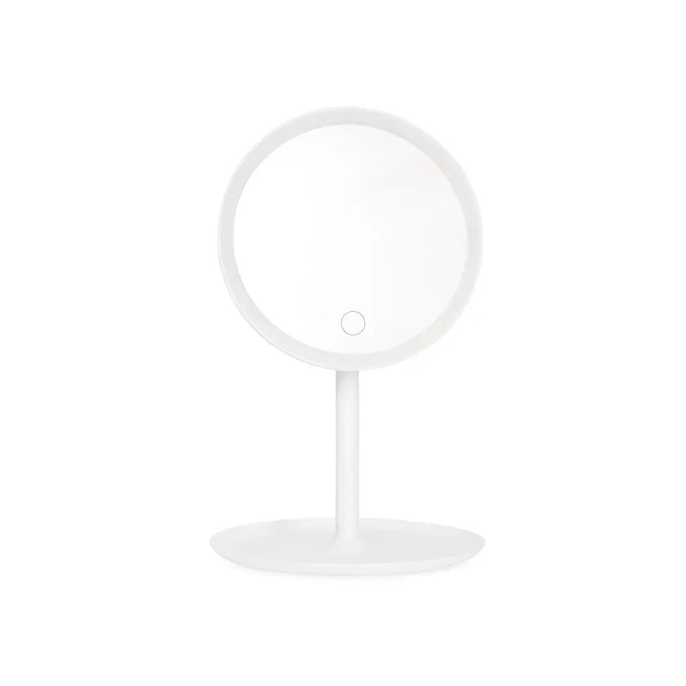 Espelho personalizado de mesa com LED, formato redondo, cor branco