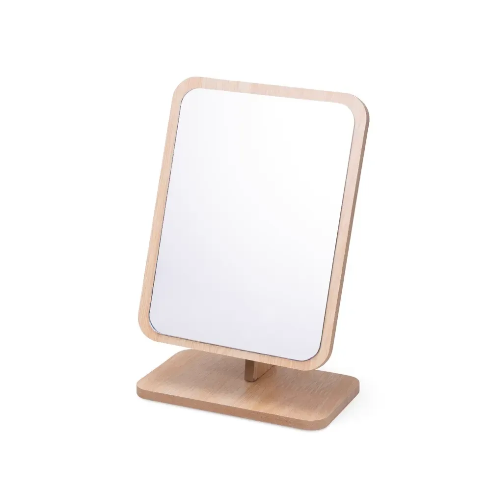 Espelho de mesa personalizado retangular em MDF, cor madeira