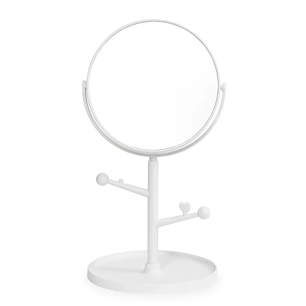 Espelho de mesa personalizado com ganchos laterais em plástico, cor branca