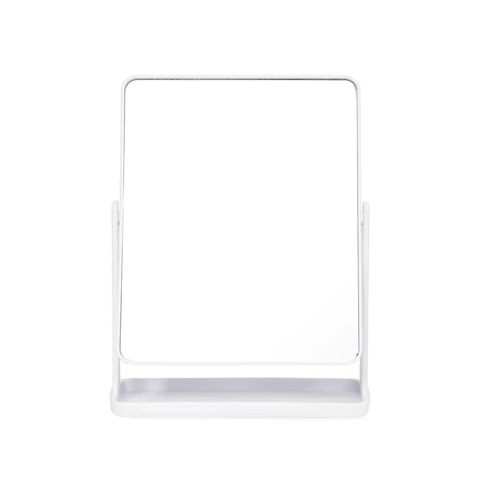 Espelho personalizado de mesa retangular, giratório, cor branco