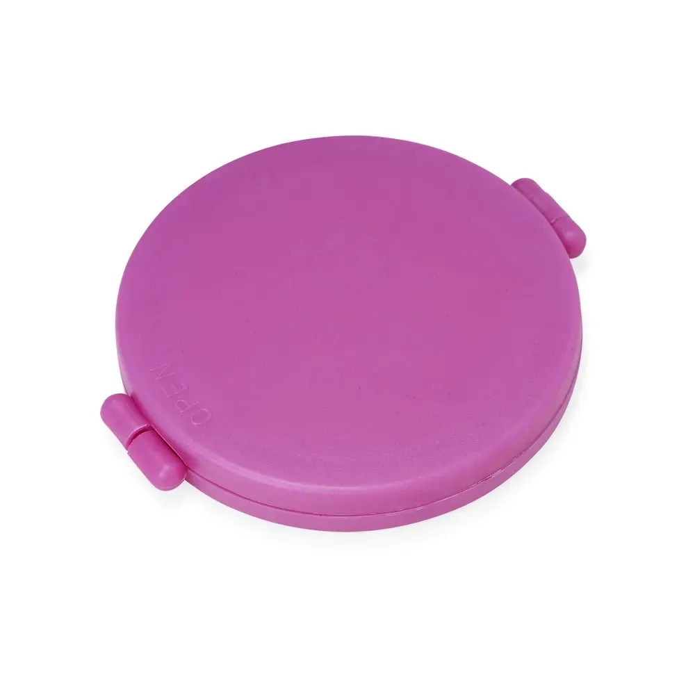 Espelho personalizado plástico redondo sem aumento, com fecho, cor pink