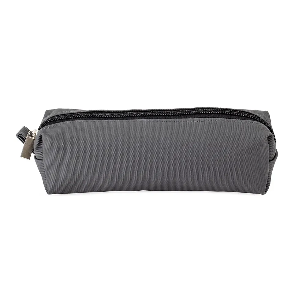 Estojo personalizado de couro sintético com alça para chaveiro, cor cinza com preto
