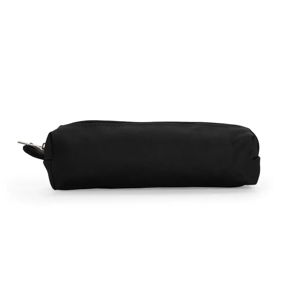Estojo personalizado de couro sintético com alça para chaveiro, cor preto com preto
