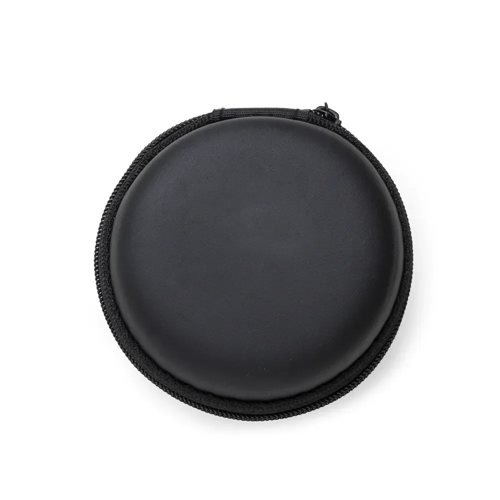 Estojo personalizado emborrachado redondo 8,5 cm, cor preto