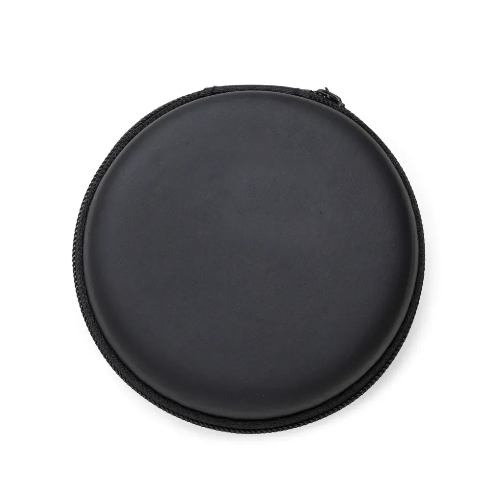 Estojo personalizado emborrachado redondo 9,8 cm, cor preto