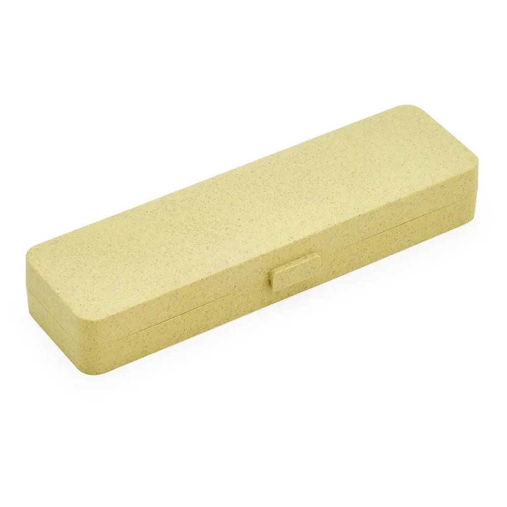 Estojo porta-caneta personalizado de fibra de bambu, cor amarelo