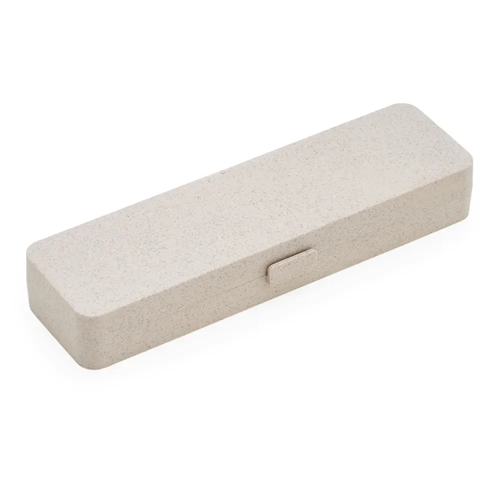 Estojo porta-caneta personalizado de fibra de bambu, cor bege