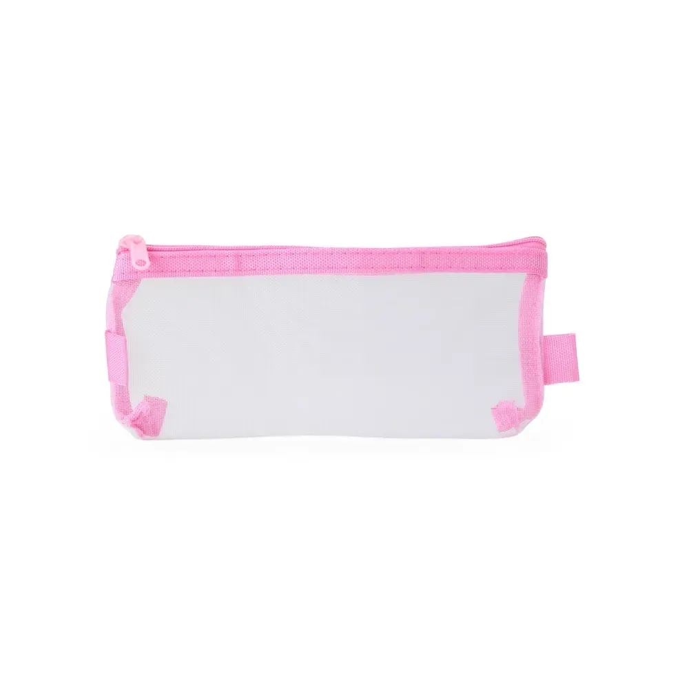 Estojo personalizado de nylon com duas alças, cor rosa