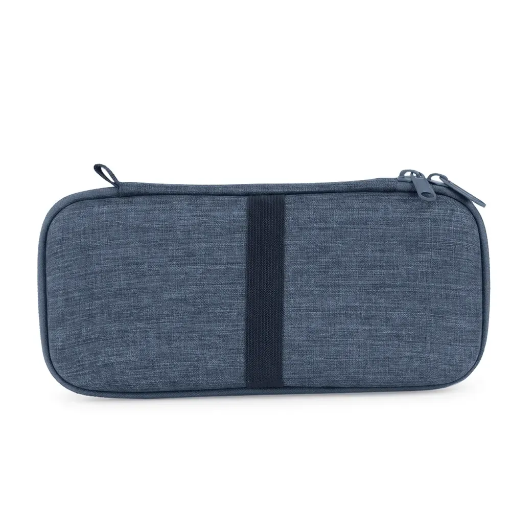 Estojo personalizado de nylon para eletrônicos com bolso telado, cor azul com azul