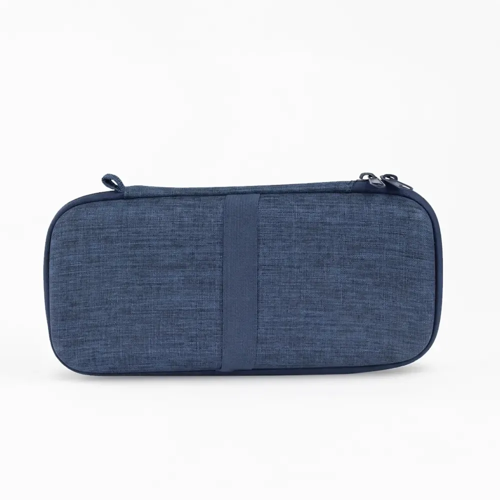 Estojo personalizado de nylon para eletrônicos com bolso telado, cor azul