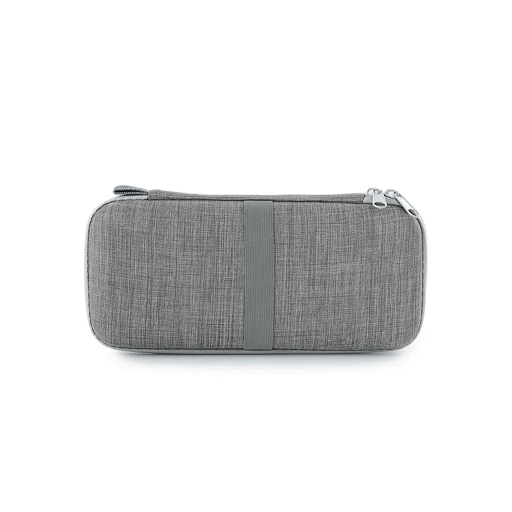 Estojo personalizado de nylon para eletrônicos com bolso telado, cor cinza com cinza escuro
