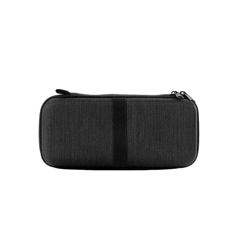 Estojo personalizado de nylon para eletrônicos com bolso telado, cor preto