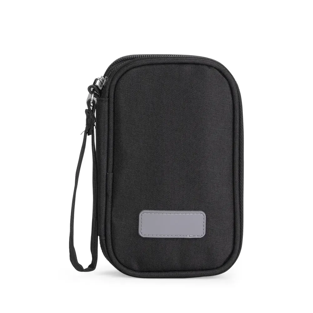 Estojo Organizador de Poliéster para Acessórios Eletrônicos Personalizado, cor preto
