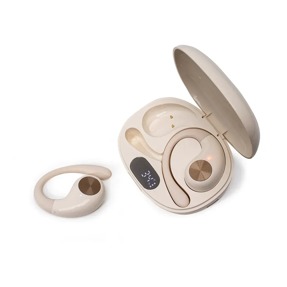 Fone de Ouvido Esportivo Intra-auricular Aberto Bluetooth, cor bege