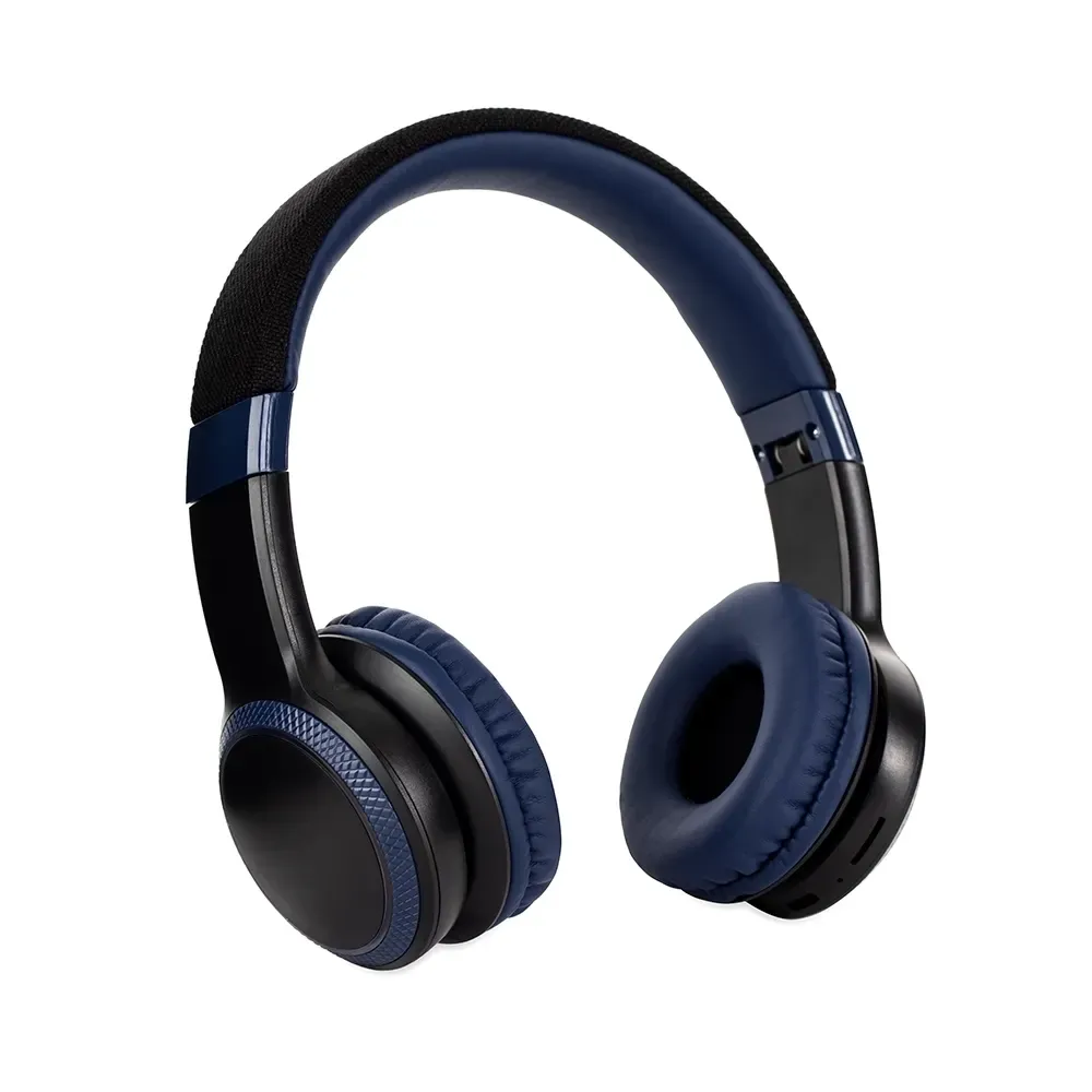 Fone de Ouvido Headphone Bluetooth 5.0 em Plástico e Metal com LED RGB, cor azul