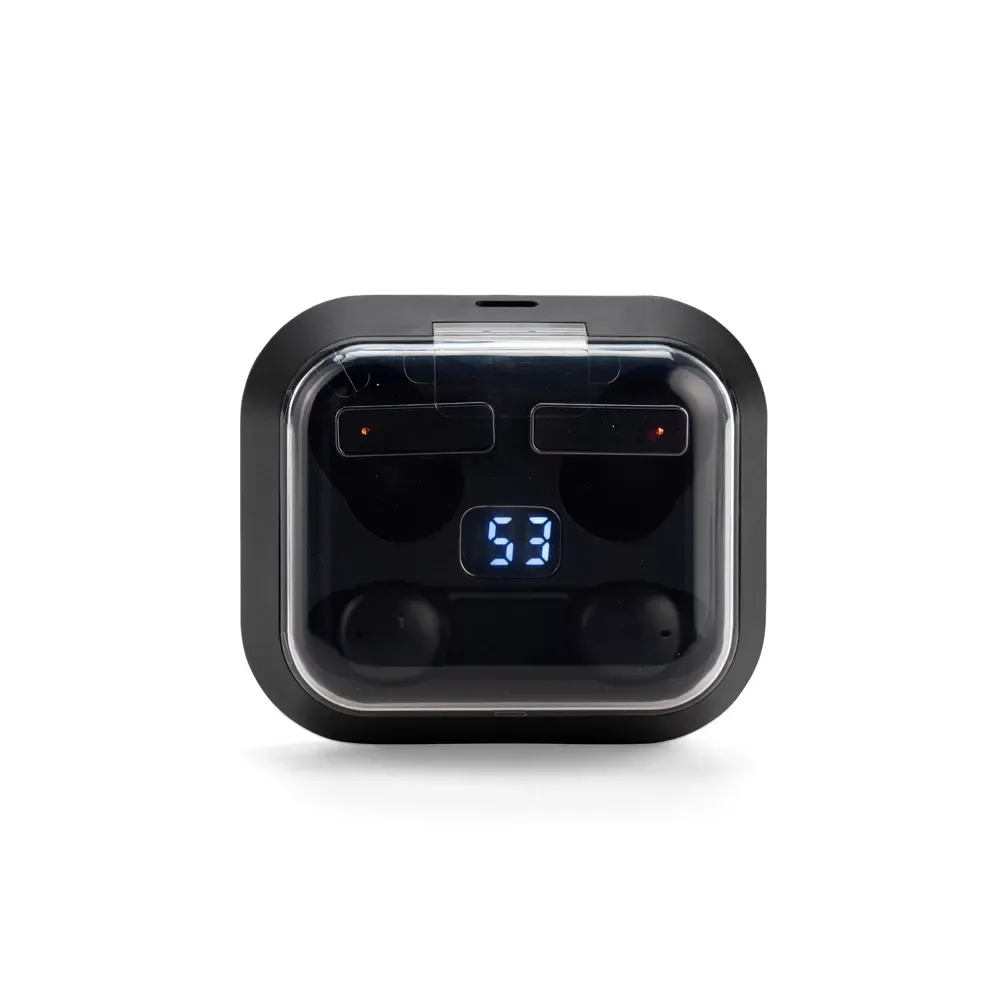Fone de Ouvido Bluetooth 2 em 1 com Dois Pares Independentes, cor preto