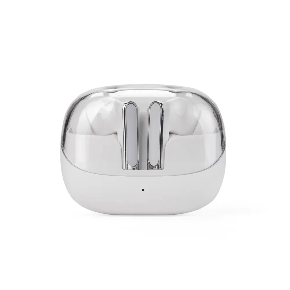 Fone de Ouvido TWS com Cordão de Nylon Resistente a Respingos, cor branco