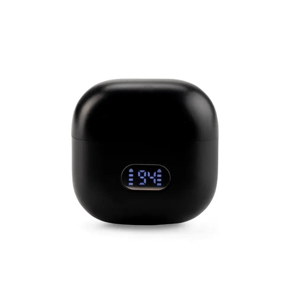 Fone de Ouvido TWS Formato Ear Cuff com Hastes Flexíveis, cor preto