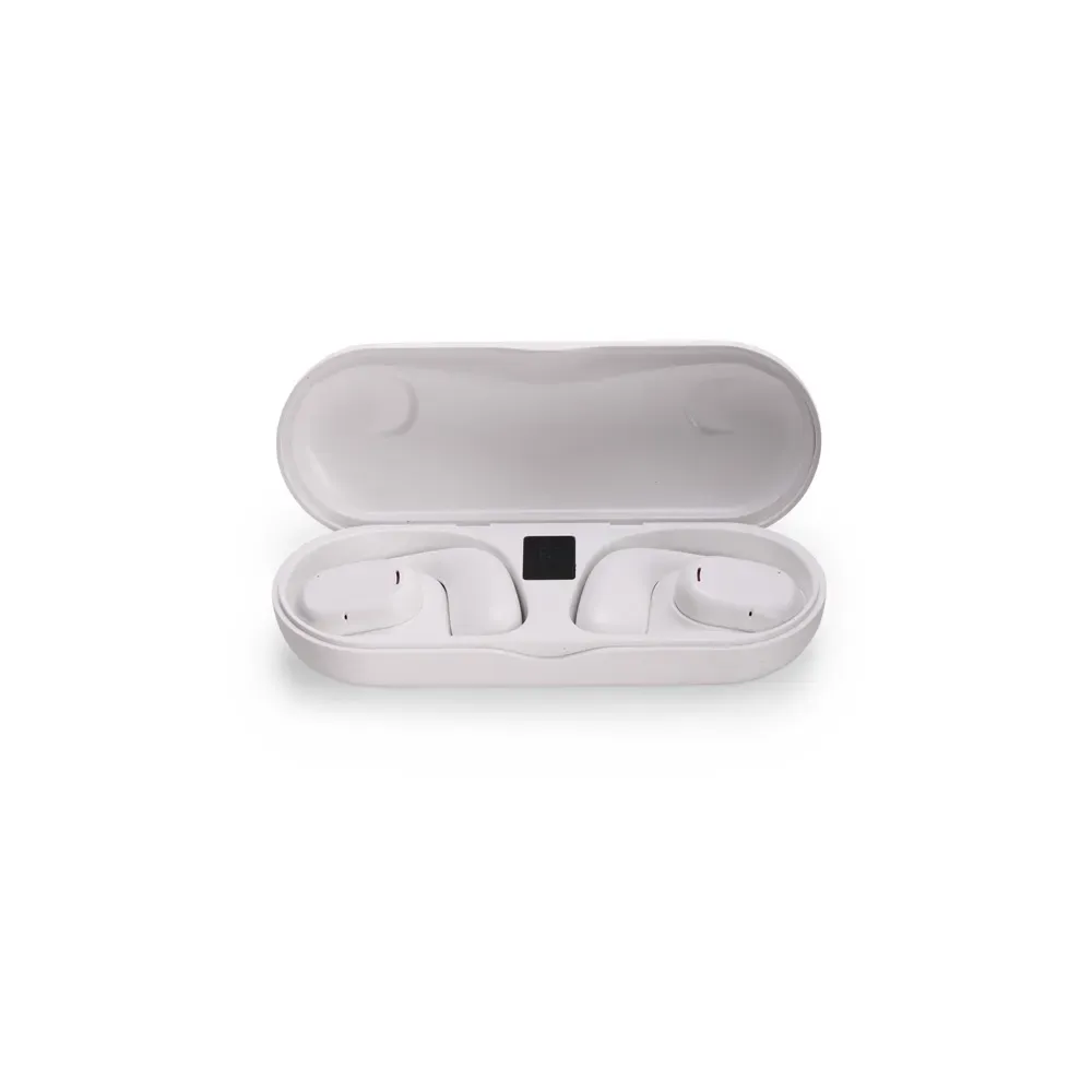 Fone de Ouvido TWS Formato Aberto com Microfone, cor branco