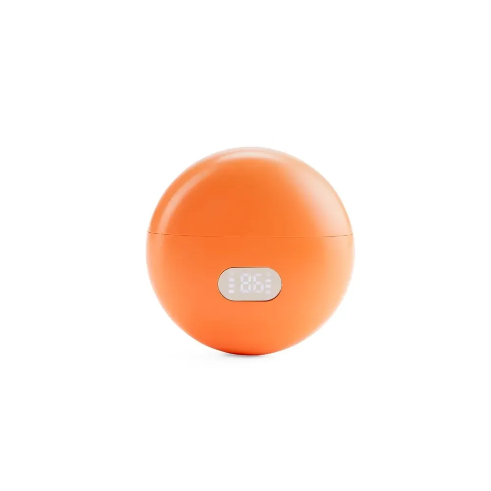 Fone de Ouvido Bluetooth Ear Cuff com Case e Painel LED, cor laranja