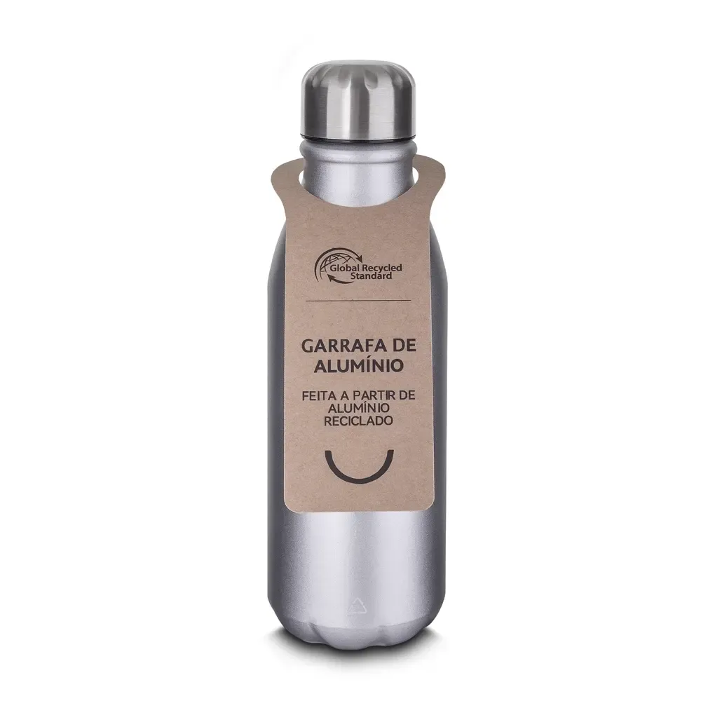 Garrafa de Alumínio Reciclado 550ml prata