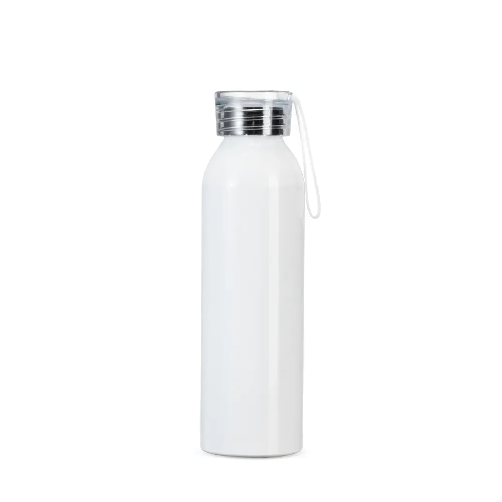 Garrafa Alumínio 650ml com Alça de Silicone personalizada branca