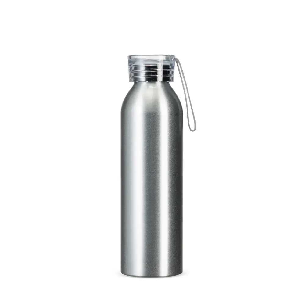 Garrafa Alumínio 650ml com Alça de Silicone personalizada prata
