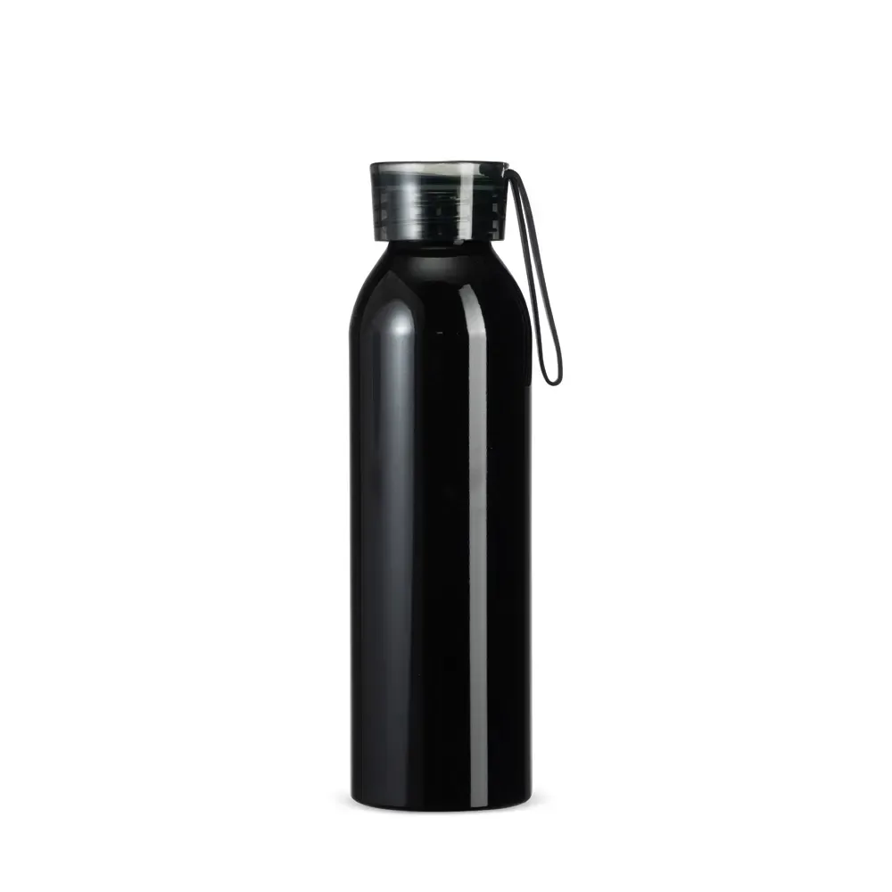 Garrafa Alumínio 650ml com Alça de Silicone personalizada preta