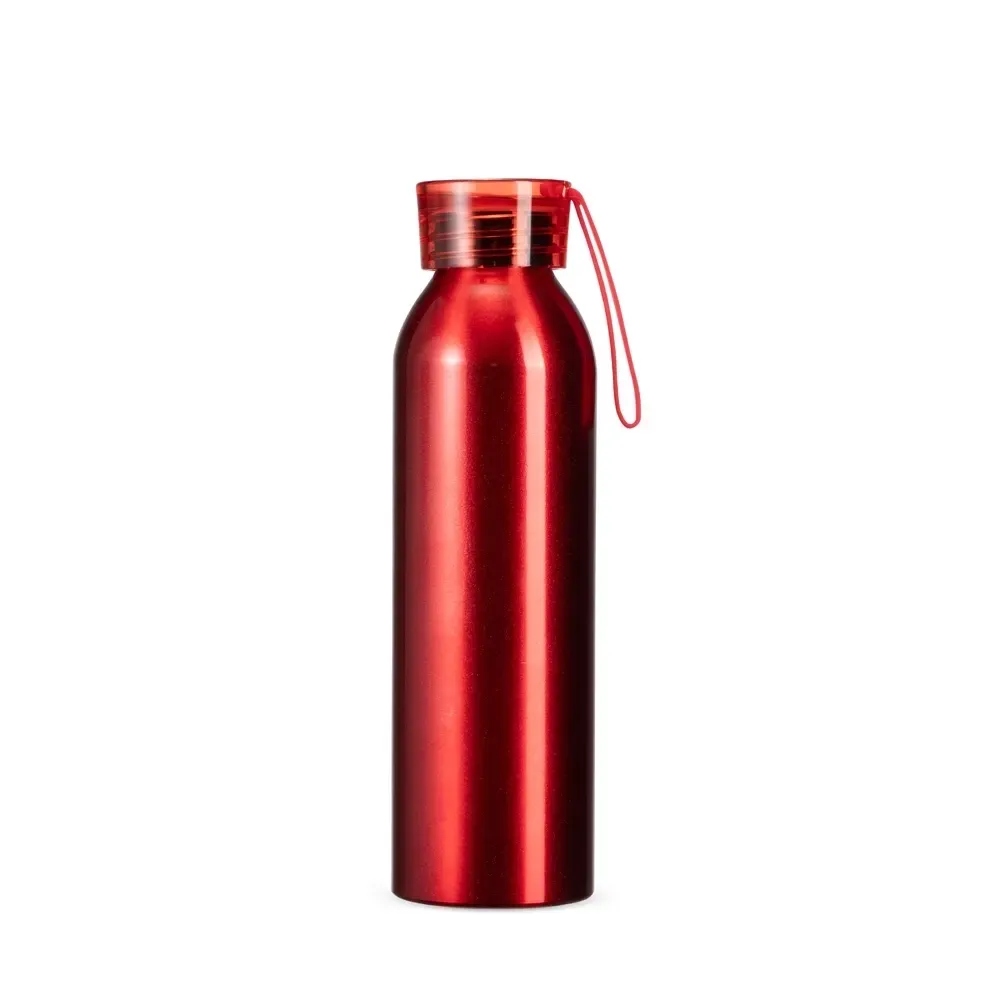 Garrafa Alumínio 650ml com Alça de Silicone personalizada vermelha