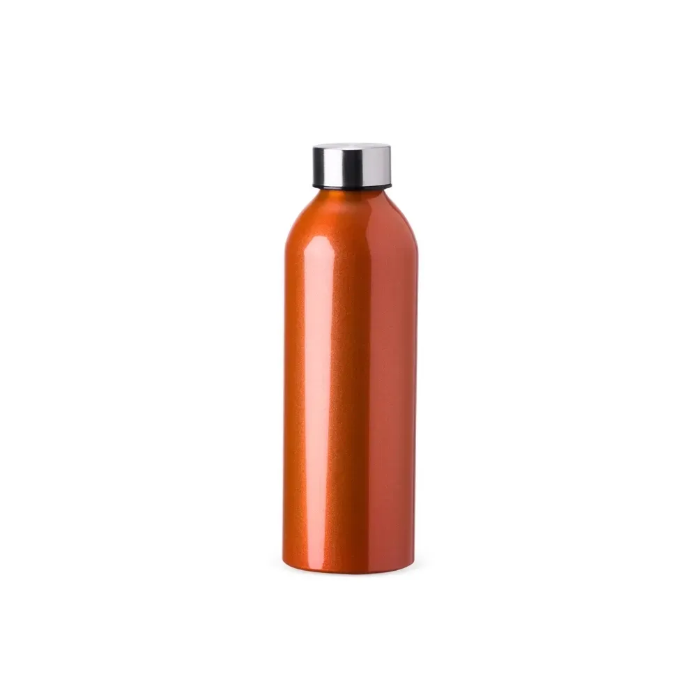 Garrafa alumínio 800ml verniz transparente personalizada laranja