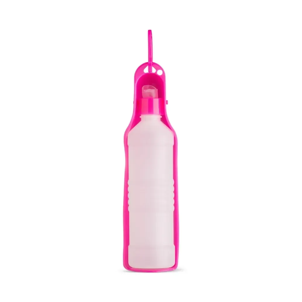 Garrafa Bebedouro Pet 420ml personalizada rosa escuro antivazamento