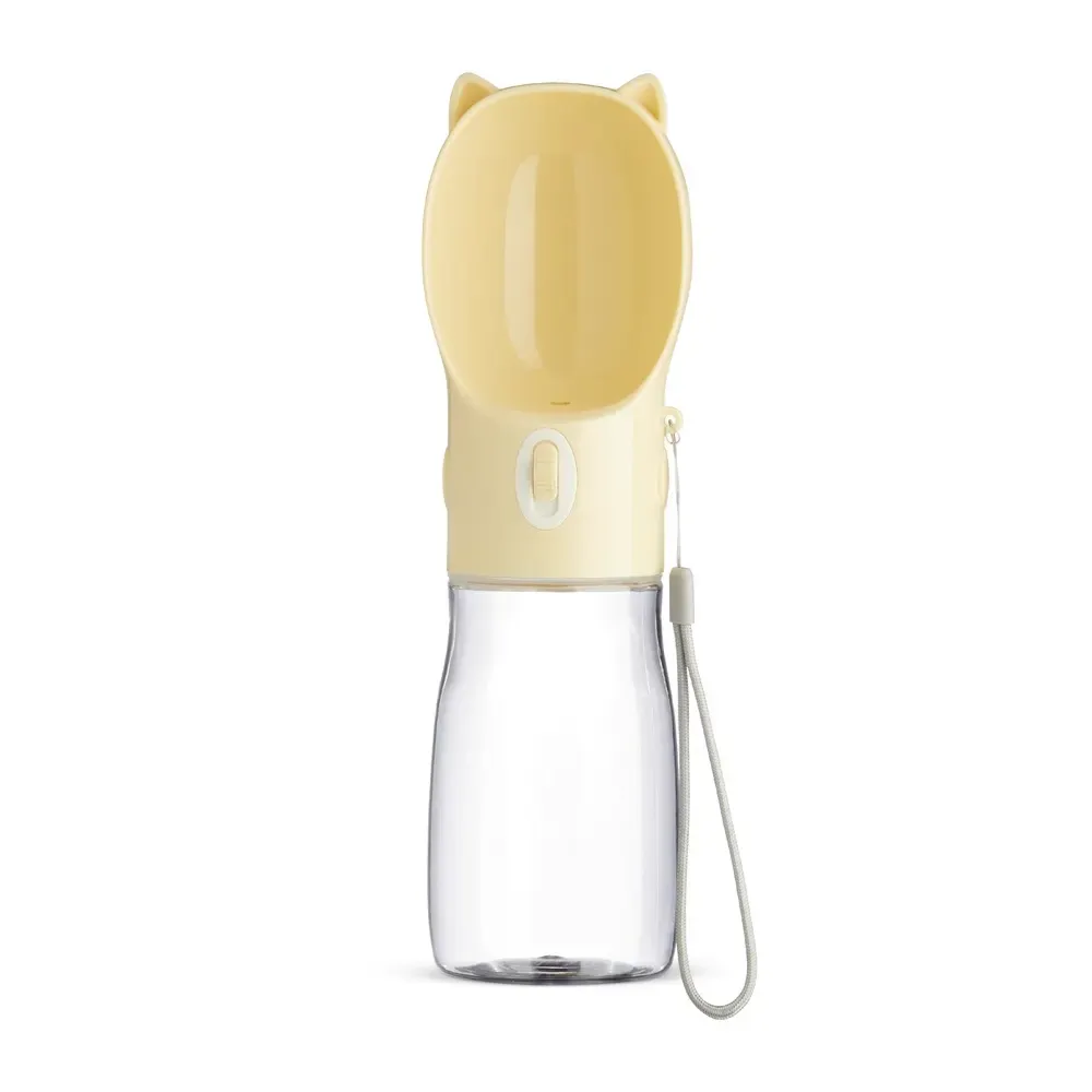 Garrafa Bebedouro Pet 420ml personalizada amarela com botão