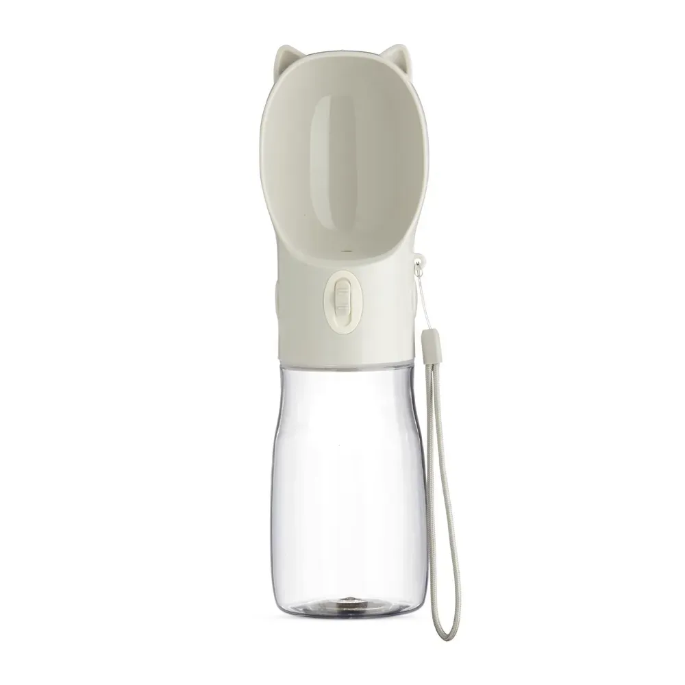 Garrafa Bebedouro Pet 420ml personalizada cinza com botão