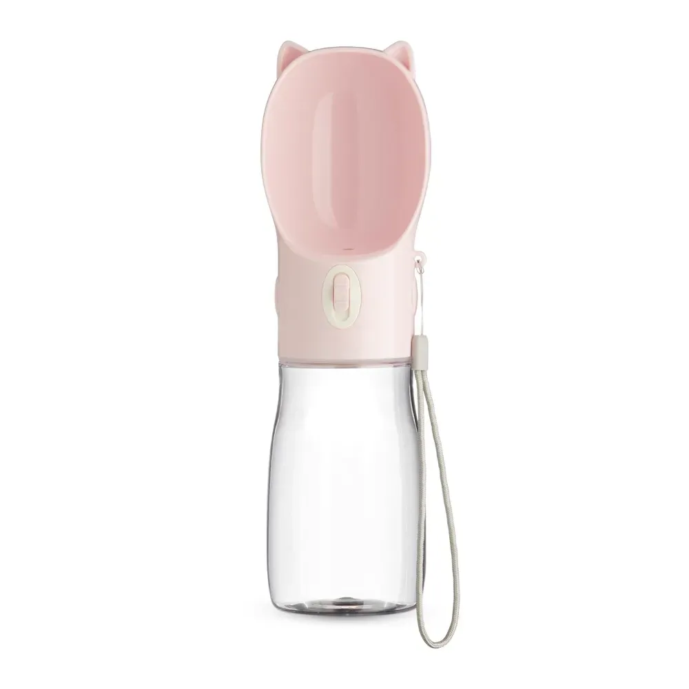Garrafa Bebedouro Pet 420ml personalizada rosa com botão